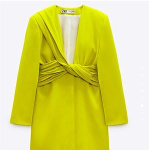 BLOGGERS FAV Zara Limited Edition Lime Draped Blazer Mini Dress Size M NWT